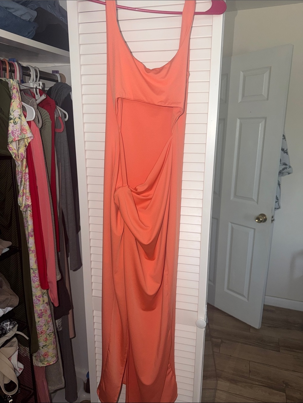 SHEIN Orange High-Low Wrap dress with Front Slit - Picture 3 of 4